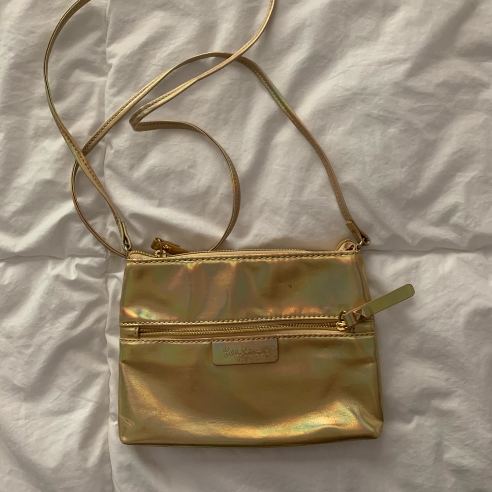 Lilly Pulitzer gold shoulder bag